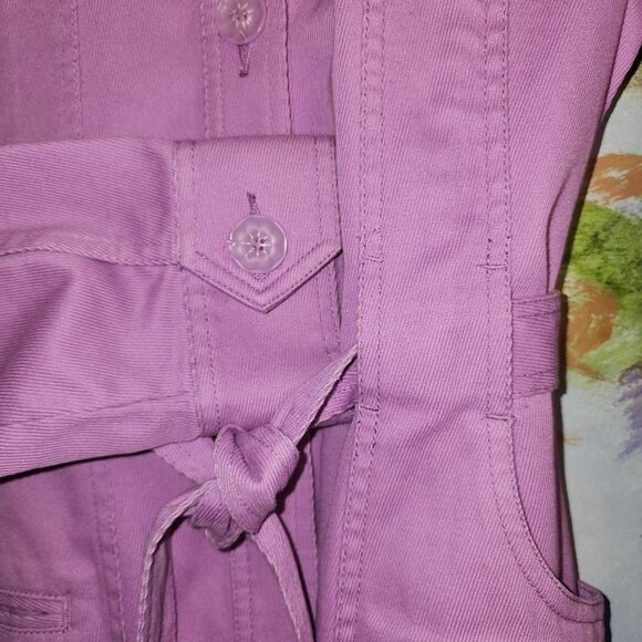 Vintage Styled Lilac Button-Front Trench Coat With Belt- Liz Claiborne - Picture 11 of 13